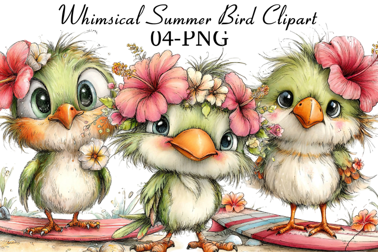 Whimsical Summer Bird Clipart