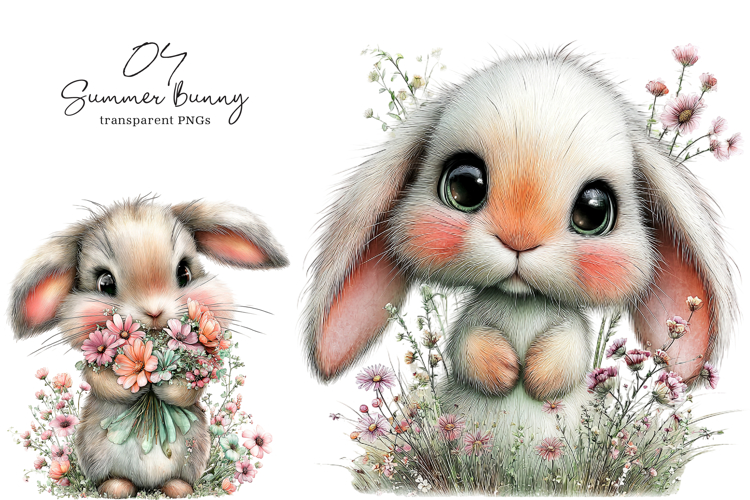 Whimsical Summer Bunny Clipart