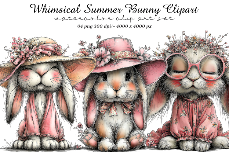 Whimsical Summer Bunny Clipart