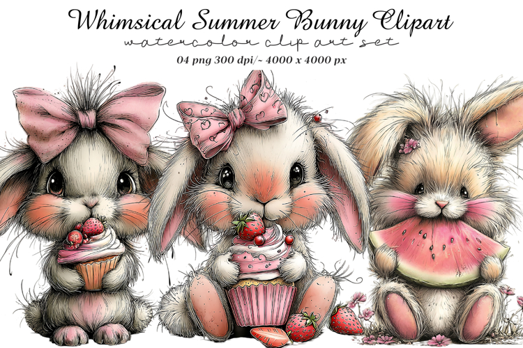 Whimsical Summer Bunny Clipart