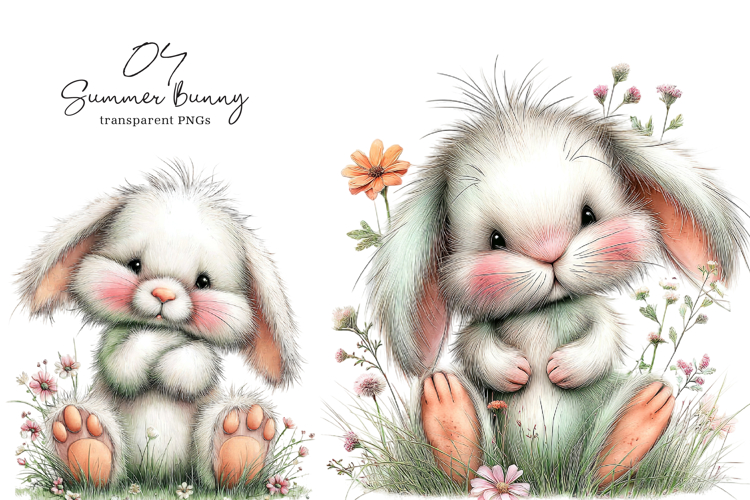 Whimsical Summer Bunny Clipart