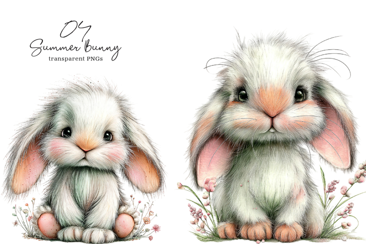 Whimsical Summer Bunny Clipart