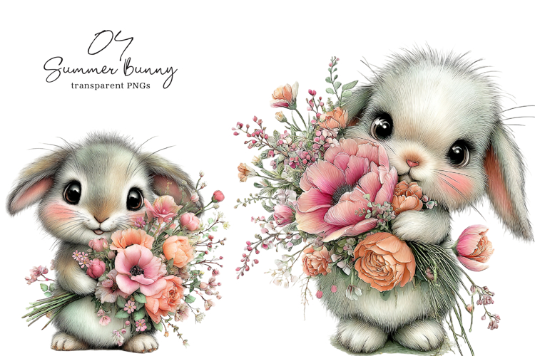 Whimsical Summer Bunny Clipart