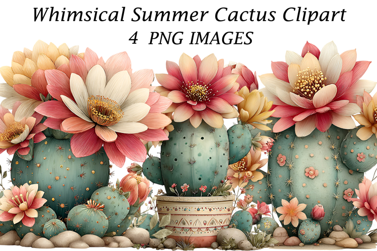 Whimsical Summer Cactus Clipart