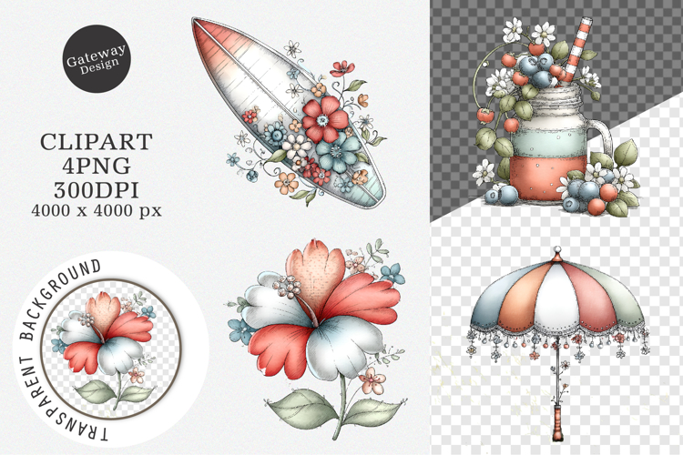 Whimsical Summer Clipart, Summer PNG