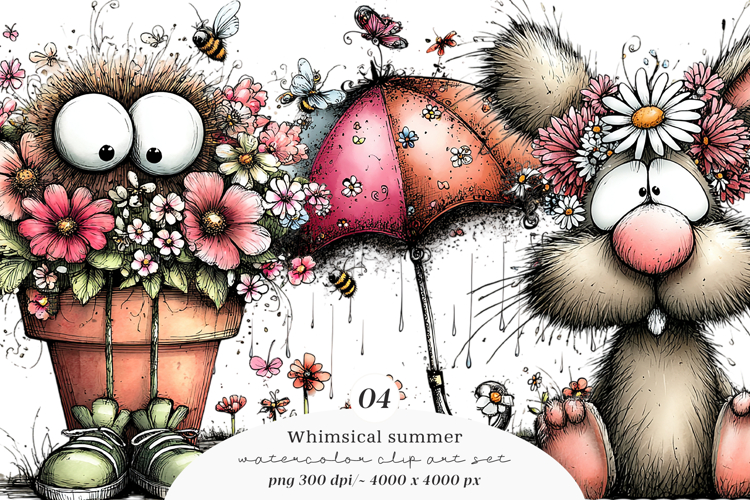 Whimsical Summer Clipart example image 1