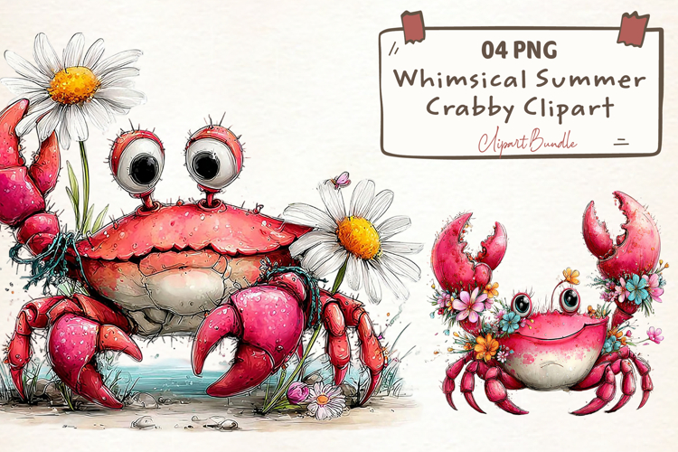 Whimsical Summer Crabby Clipart