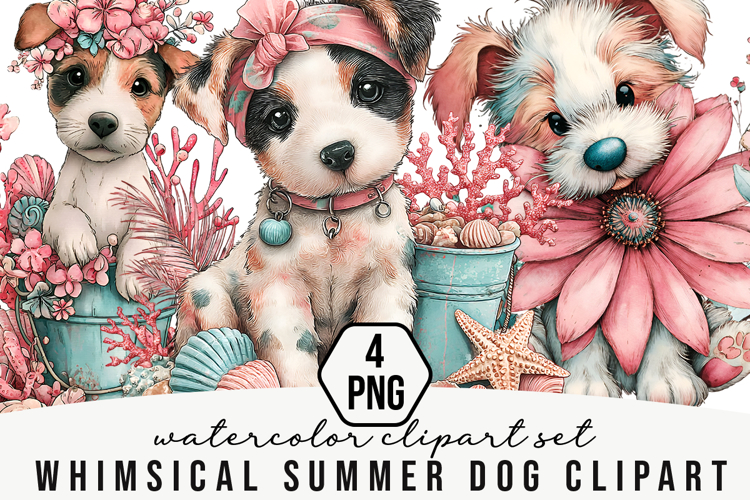 Whimsical Summer Dog Clipart
