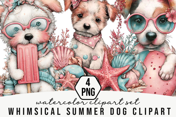 Whimsical Summer Dog Clipart