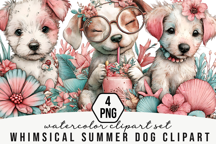 Whimsical Summer Dog Clipart