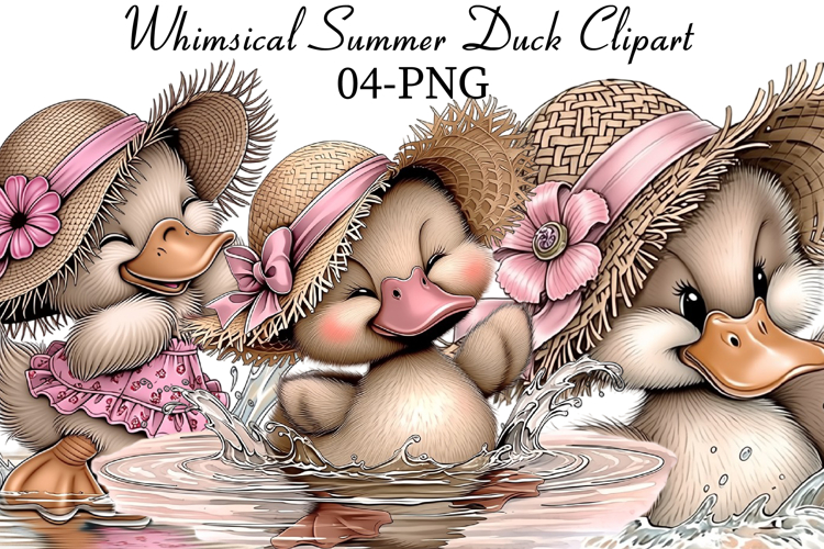 Whimsical Summer Duck Clipart example image 1