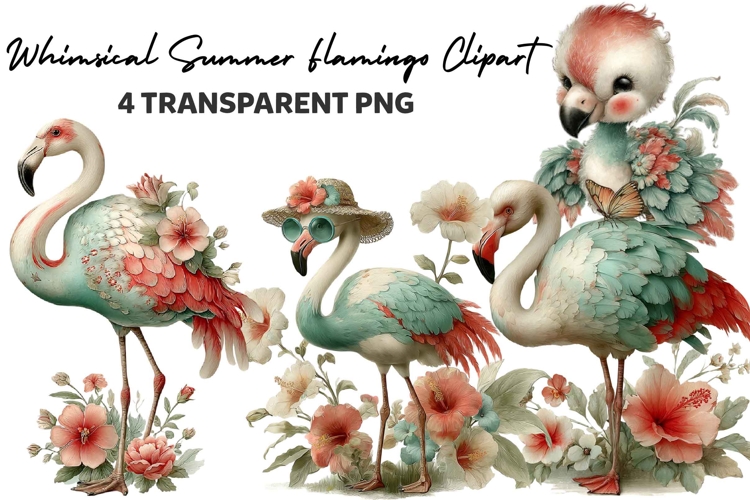 Whimsical Summer Flamingo Clipart