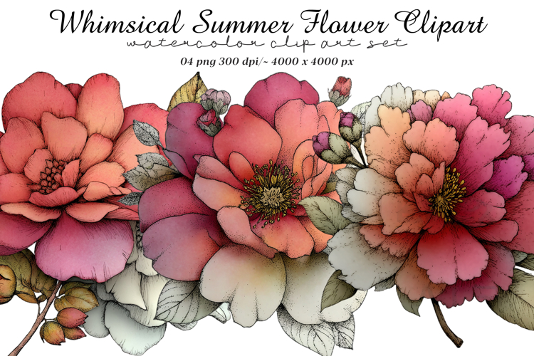 Whimsical Summer Flower Clipart