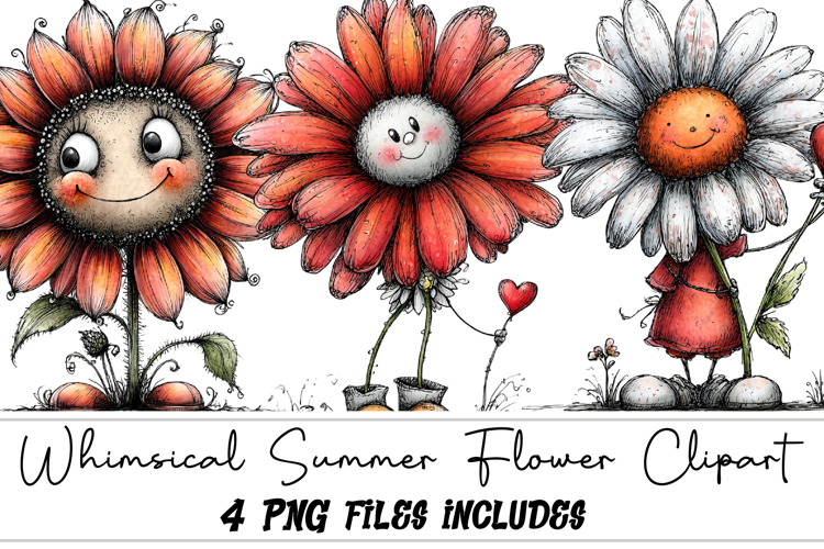 Whimsical Summer Flower Clipart