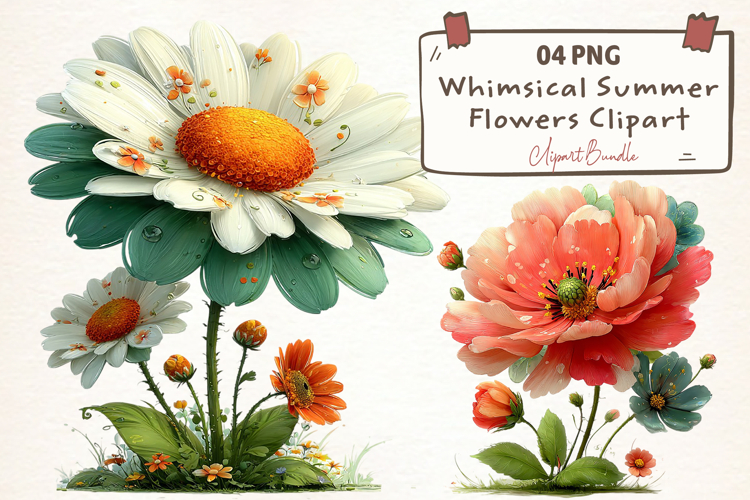 Whimsical Summer Flowers Clipart