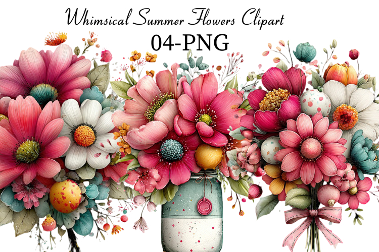 Whimsical Summer Flowers Clipart