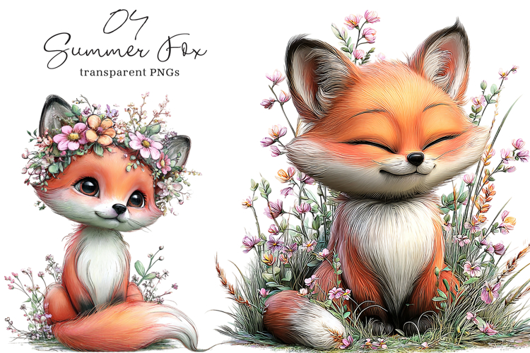 Whimsical Summer Fox Clipart