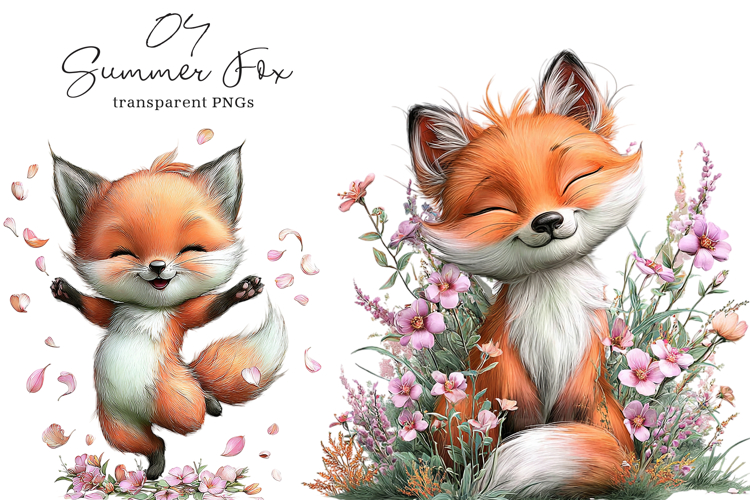 Whimsical Summer Fox Clipart