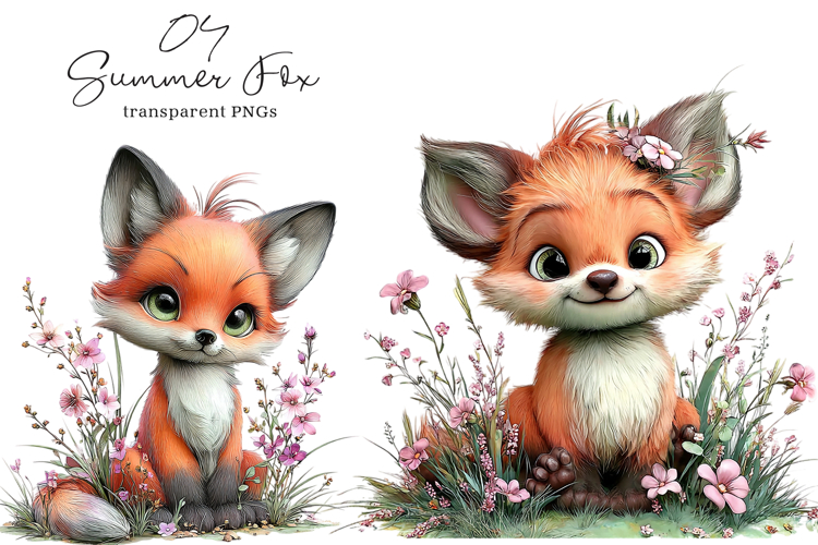 Whimsical Summer Fox Clipart