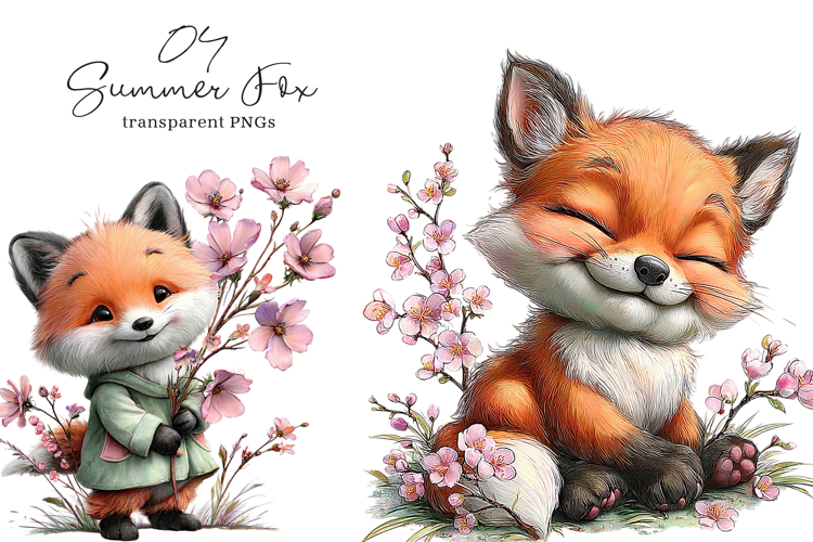 Whimsical Summer Fox Clipart