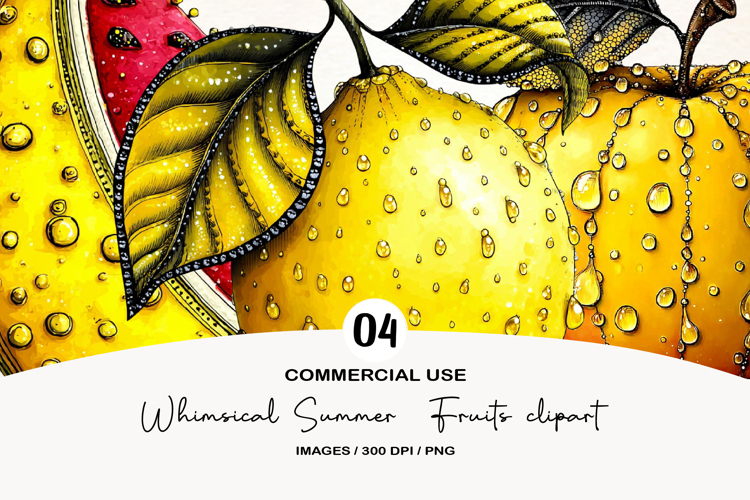Whimsical Summer Fruits clipart