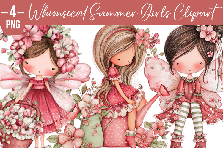 Whimsical Summer Girls Clipart