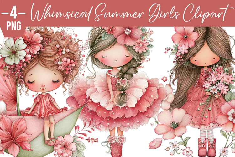 Whimsical Summer Girls Clipart
