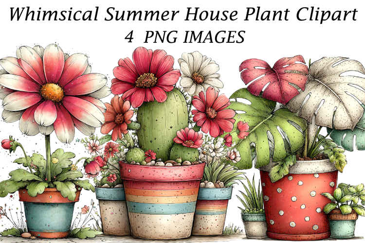 Whimsical Summer House Plant Clipart