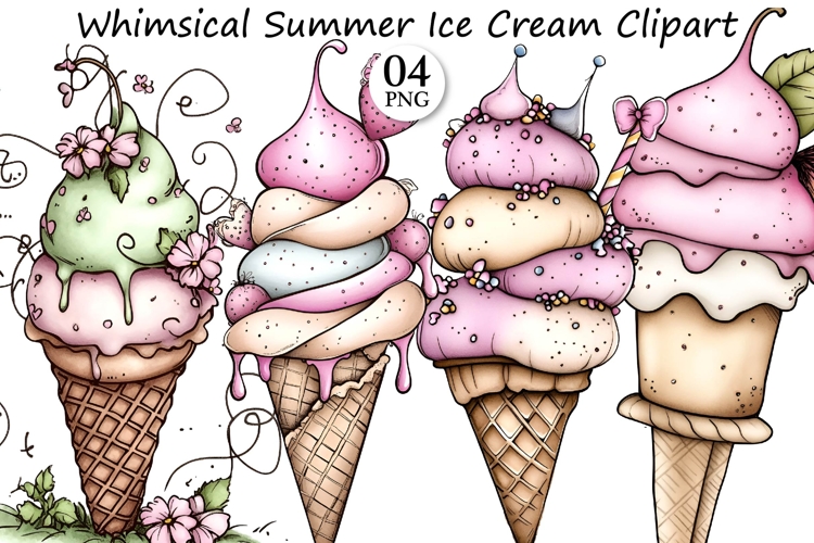 Whimsical Summer Ice Cream Clipart