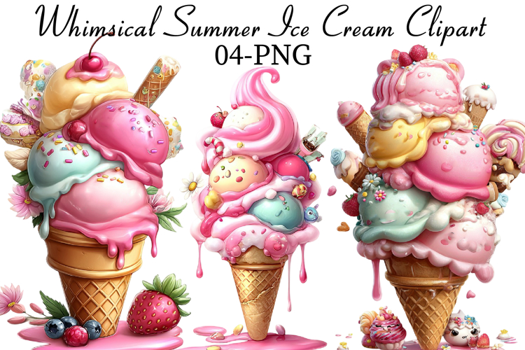 Whimsical Summer Ice Cream Clipart