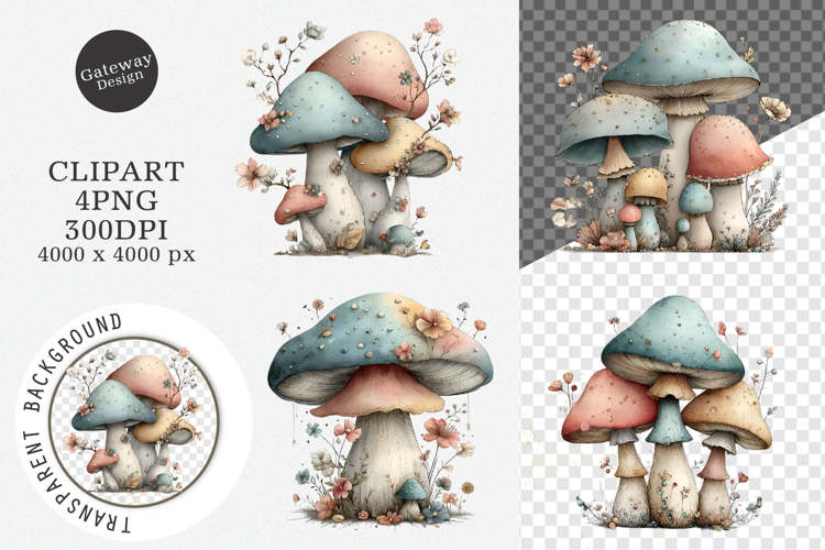 Whimsical Summer Mushroom Clipart