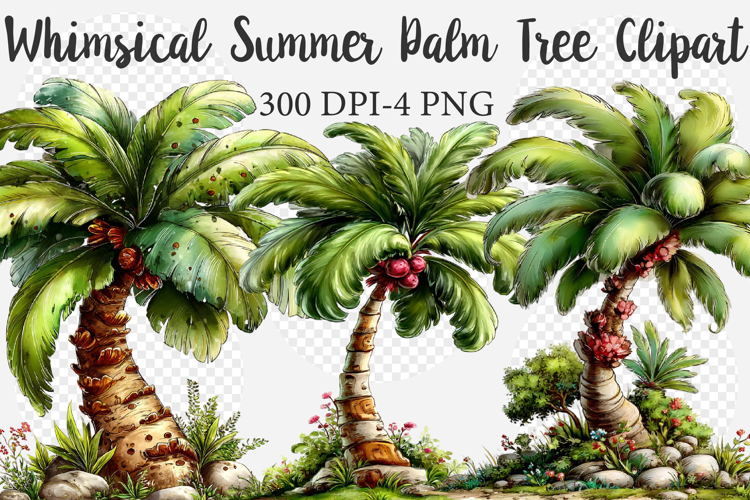 whimsical summer palm tree clipart