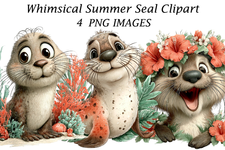 Whimsical Summer Seal Clipart