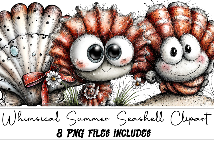 Whimsical Summer Seashell Clipart