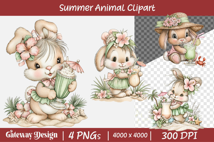 Whimsical Summer Seaside Animal Clipart example image 1