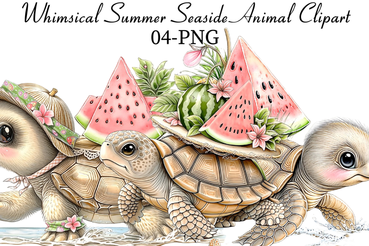 Whimsical Summer Seaside Animal Clipart example image 1
