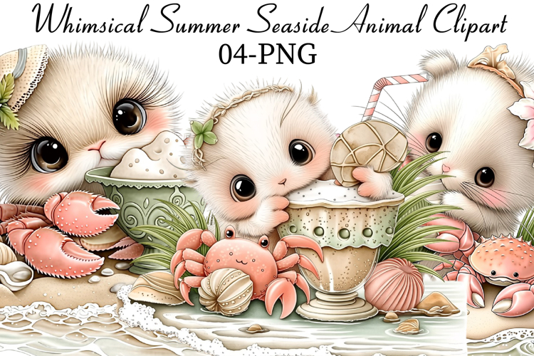 Whimsical Summer Seaside Animal Clipart example image 1