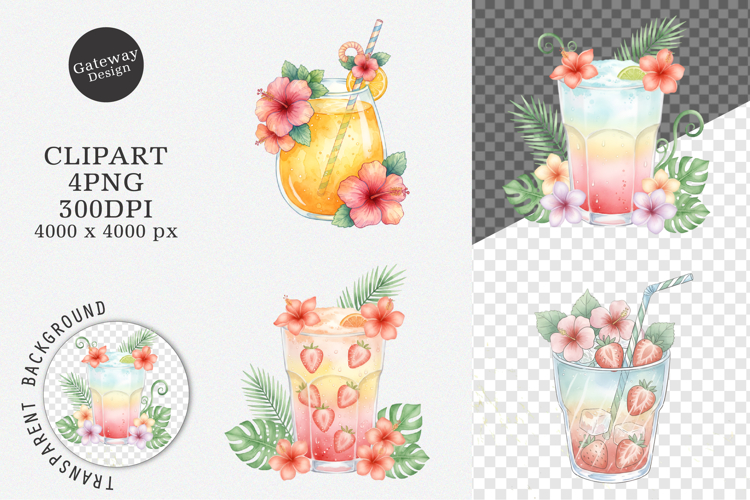 Whimsical Summer Tropical Drink clipart