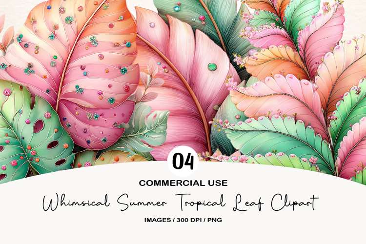 Whimsical Summer Tropical Leaf Clipart