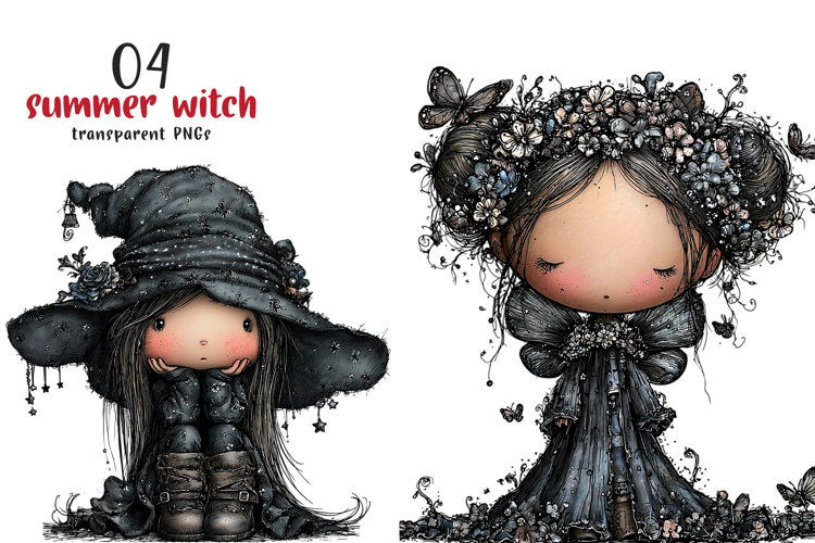 Whimsical Summer Witch Clipart
