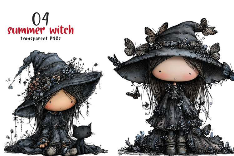 Whimsical Summer Witch Clipart