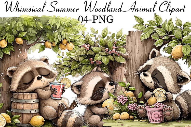 Whimsical Summer Woodland Animal Clipart example image 1