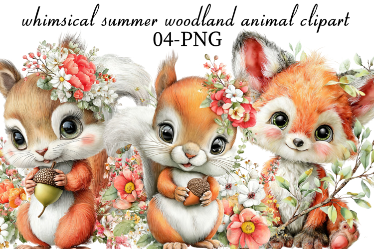 whimsical summer woodland animal clipart