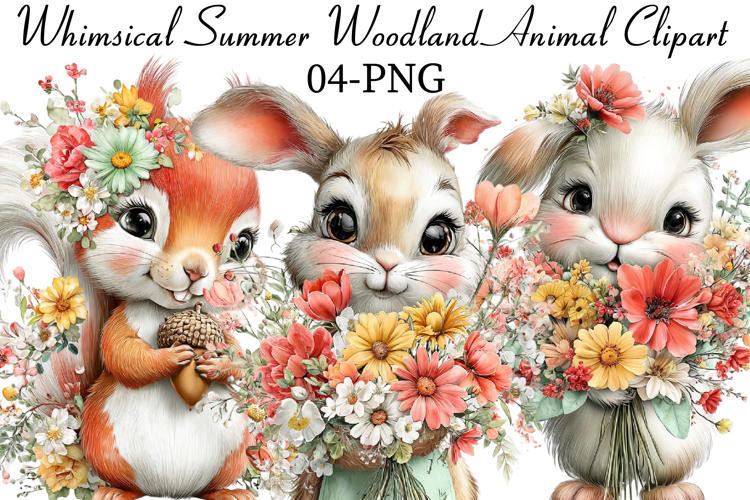 Whimsical Summer Woodland Animal Clipart