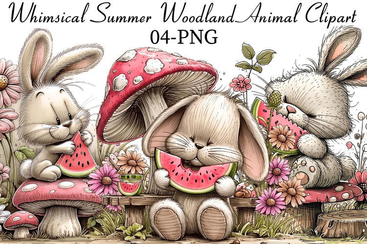 Whimsical Summer Woodland Animal Clipart example image 1