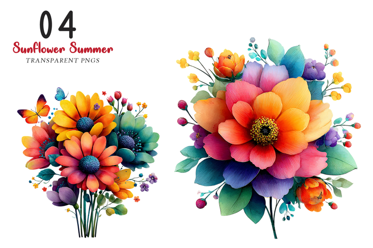 Whimsical Sunflower Summer Clipart