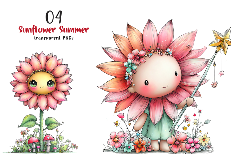Whimsical Sunflower Summer Clipart