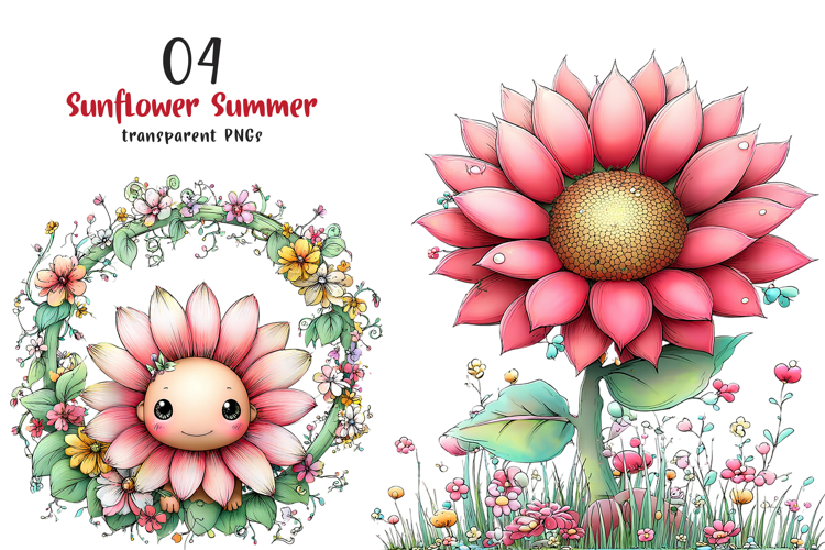 Whimsical Sunflower Summer Clipart