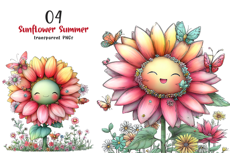 Whimsical Sunflower Summer Clipart