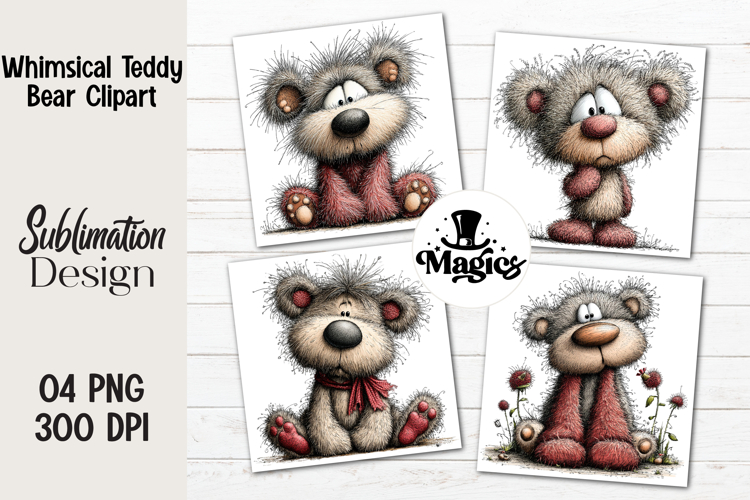 Whimsical Teddy Bear Clipart Sublimation